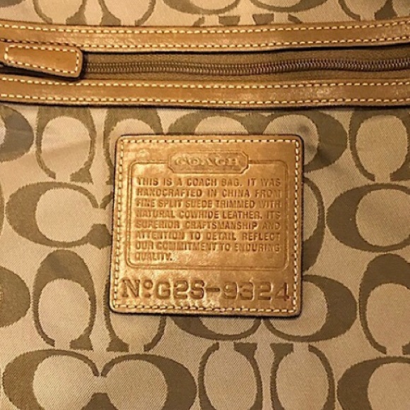 COACH Camel Suede Slim Duffle Feeder Signature C Lining Crossbody Shoulder Bag - Picture 9 of 17